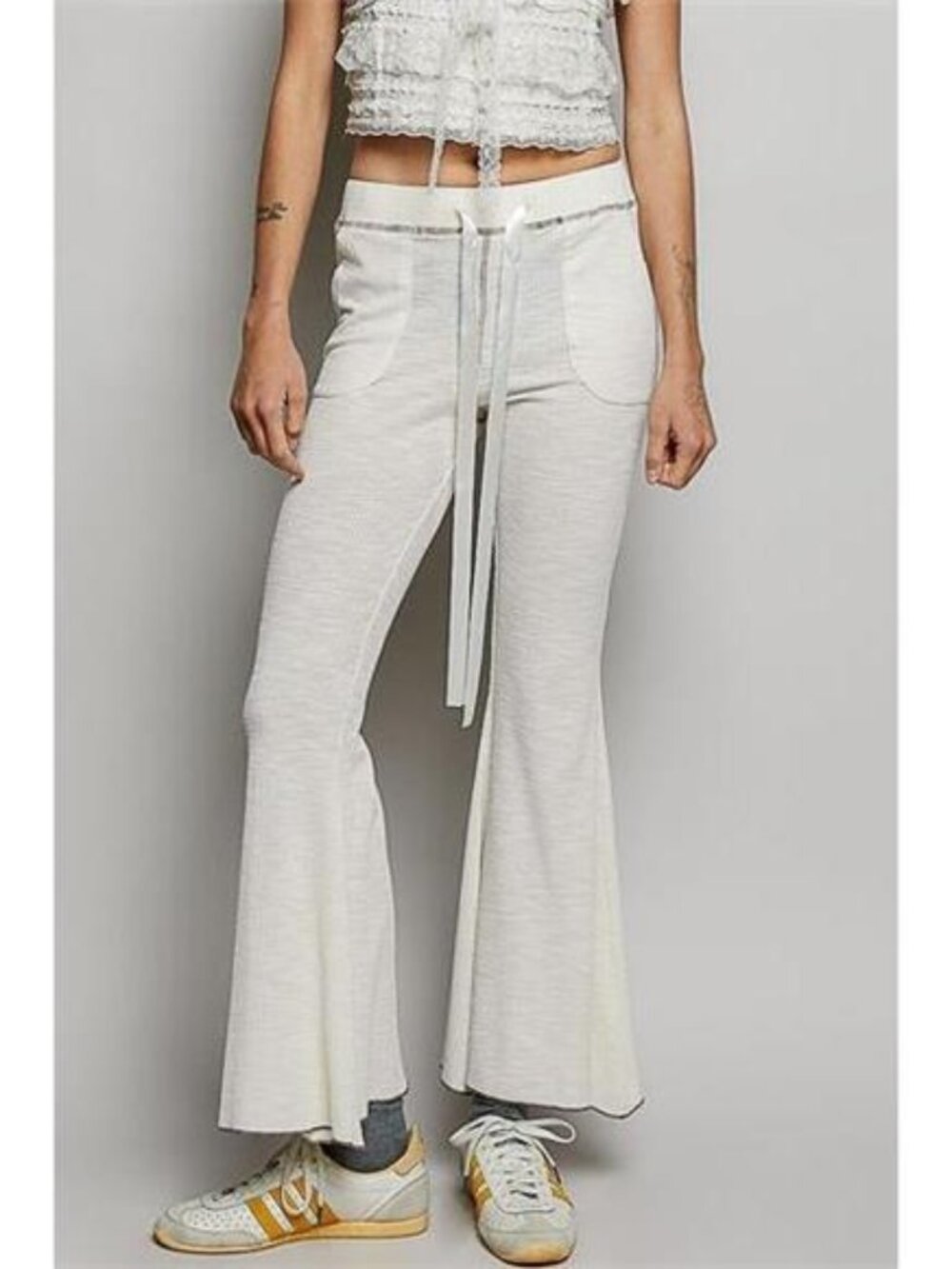 POL Drawstring Textured Ribbed Knit Pants - Picture 1 of 7